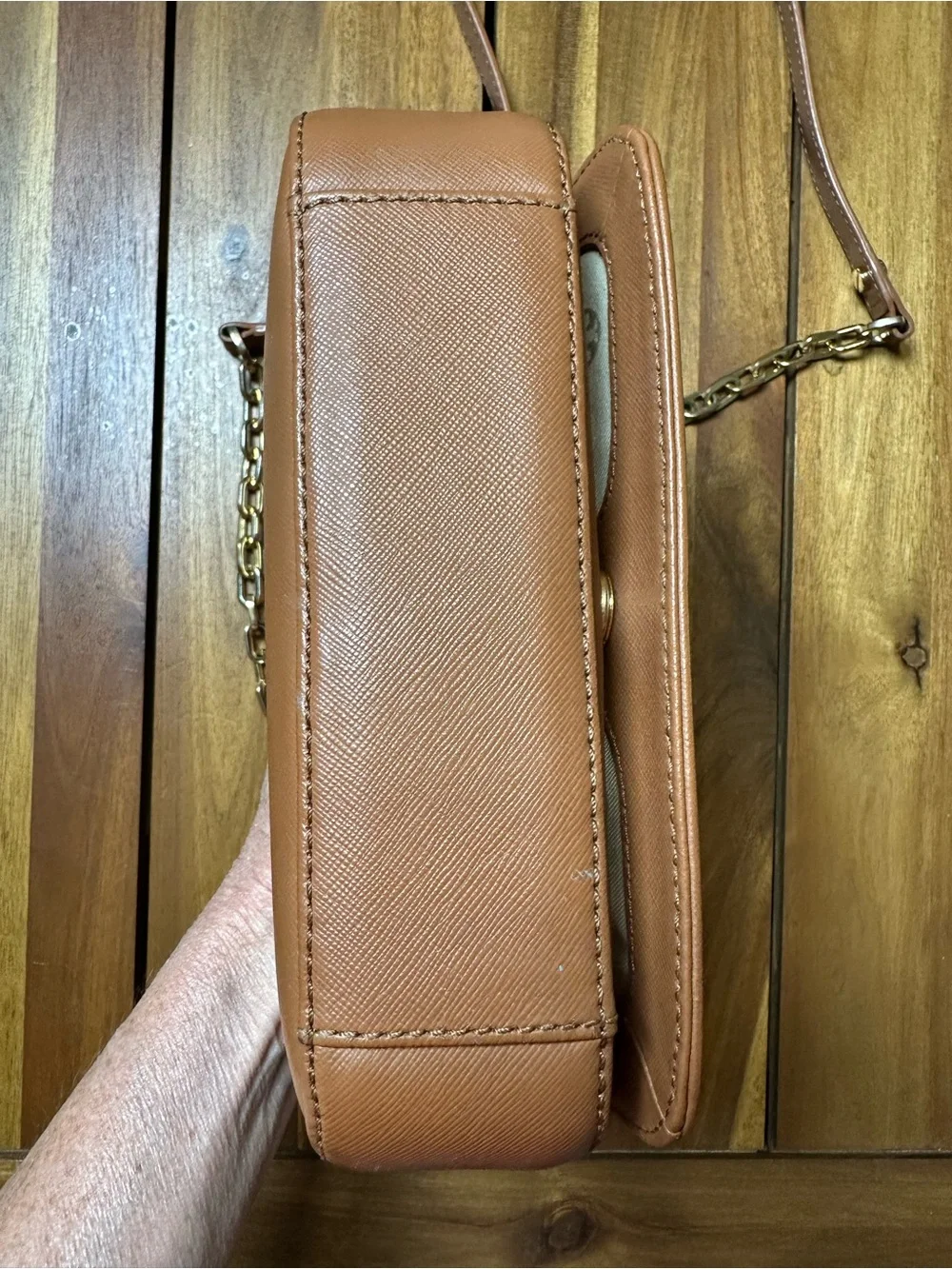 Tory Burch Robinson Luggage Brown Leather Crossbody Bag
